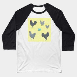 Blue Ameraucana Pattern Yellow Baseball T-Shirt